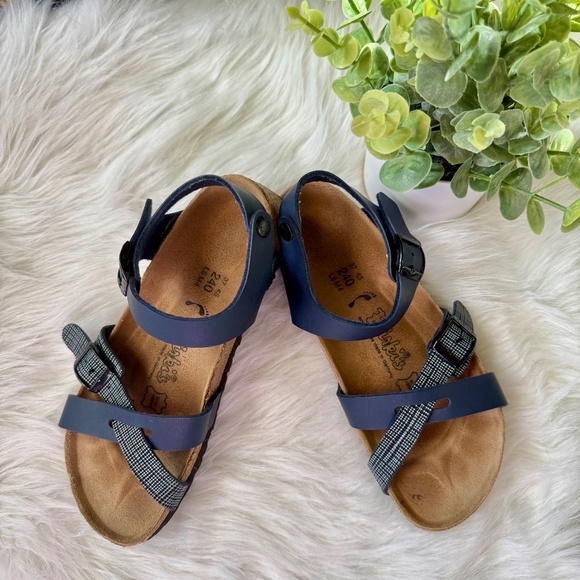 Birki's By Birkenstock Criss Cross Navy Blue Leather Buckle Strap Sandals Size 6 - Picture 13 of 13